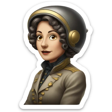 A Victorian woman piloting a spaceship sticker