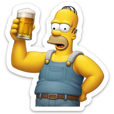 Homer Simpson  qui boit une grosse bière duff sticker
