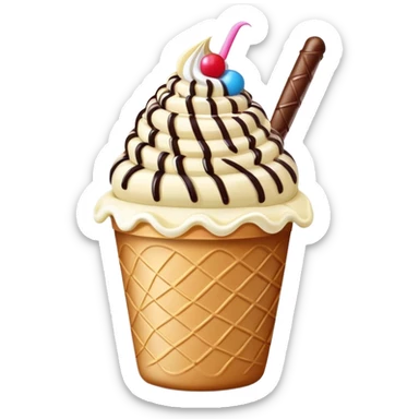 Thai rolled ice cream with colorful toppings in a cup sticker