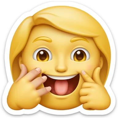 classic yellow face emoji biting a finger, same format as the blush emoji sticker
