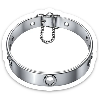 luxury fetish collar, silver chrome, smooth rounded metal, dominant erotic mood sticker