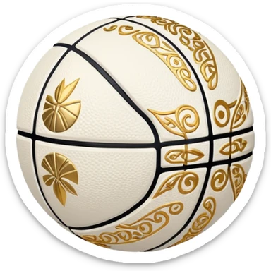 White basketball with golden decorative patterns sticker