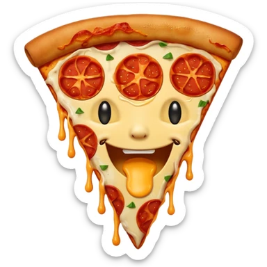 evil pizza slice with face, iOS emoji style sticker