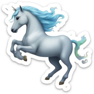 Unicorn riding the moon through an ocean sticker