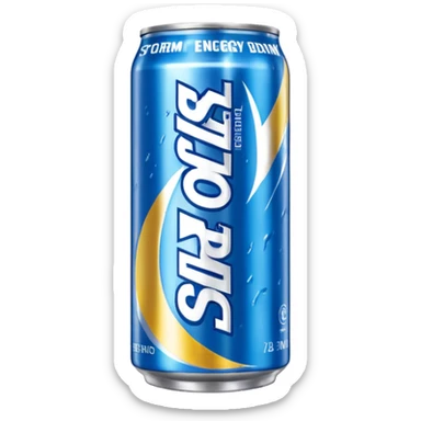 A soda named storm energy drink and by hraj a storm brand sticker