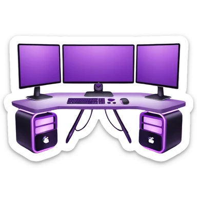 purple gaming setup with two monitors sticker