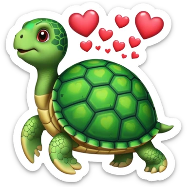 Turtle with hearts sticker