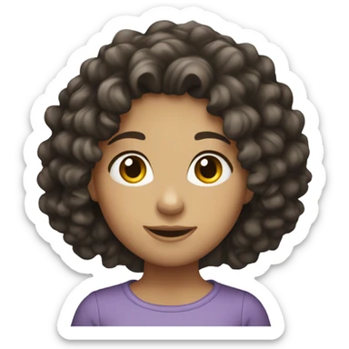 Caucasian girl long dark curly hair  sticker