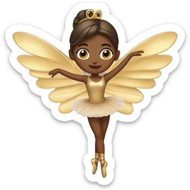  brown ballerina with gold wings sticker