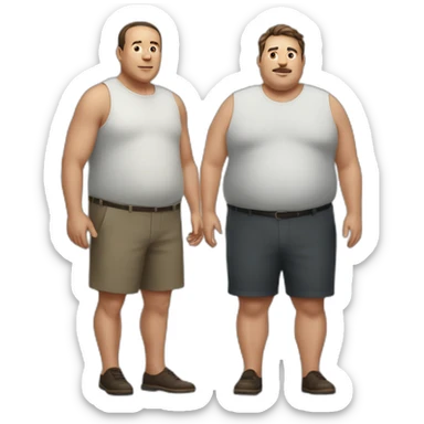 a fat man and a very thin man in full growth sticker