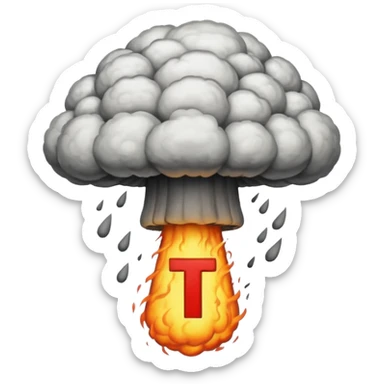 atomic bomb muschroom cloud in the shape of the letter T sticker