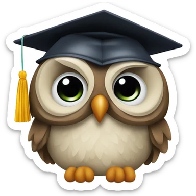 an owl in a graduate cap sticker