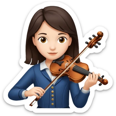 child girl dark brown hair playing violin  sticker