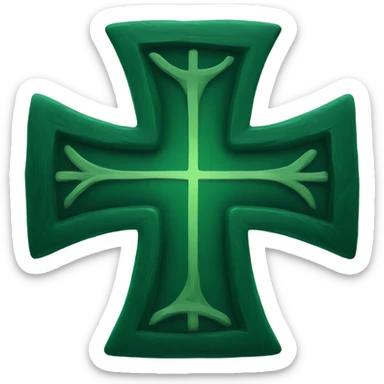 A dark green cross sticker