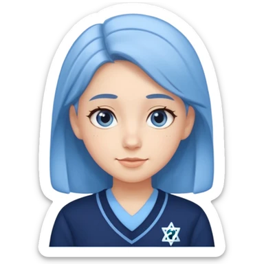 cute school girl jewish  navy jumper with light blue by the v neck on the jumper light blue shirt sticker