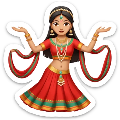 Indian woman in traditional clothes dances.  format portrait sticker
