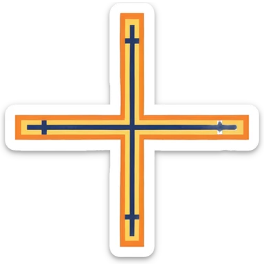 The Goliushi Language flag: a brown flag with a navy blue cross like Norway, an Aquamarine line though it, two yellow squares on the cross, and an orange bright orange stripes in the center of the cross. Rectangular flag  sticker