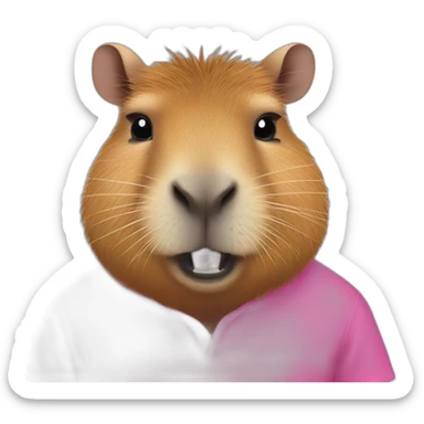 capybara wearing rebel pink shirt sticker