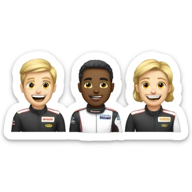 Race car drivers with a gold tooth sticker