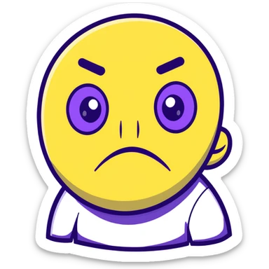yellow face with one eye half-closed and the other open, tilted annoyed expression sticker