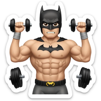 Batman lifts dumbbells sticker