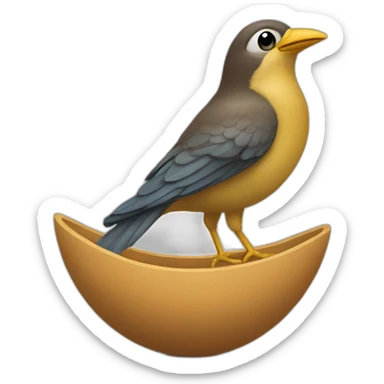 hmm maybe the bird is a bottom of a bird wagonnor a egg sitting  sticker