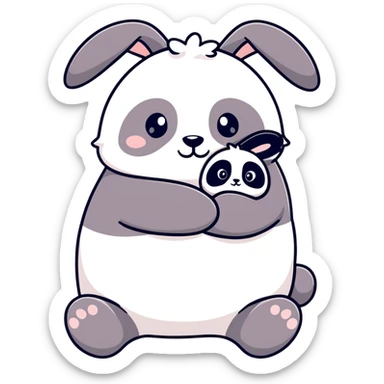 Cute bunny and panda love  sticker