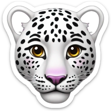 Leopardo las nieves, blanco con manchas violetas, y pelo rosa sticker