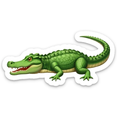 Crocodile  laying down with tail over its back with its mouth alittle open sticker
