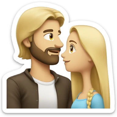 Brunette guy with beard kissing blond girl with long hair sticker