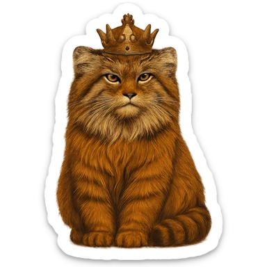 A royal Pallas's cat (Manul) in brown-orange colors, majestic and regal sticker