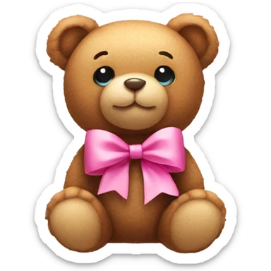 teddy bear with pink bow sticker