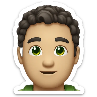 Nice Men, Green Eyes, dark hair with a dinosaurio sticker