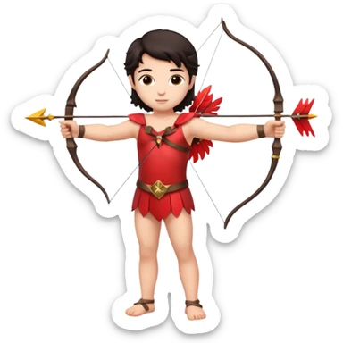 Full body Cupid with a bow and dark hair sticker