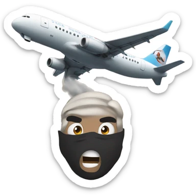 panic in front of a plane sticker