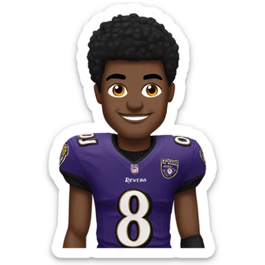 the football player lamar jackson in a raven’s jersey  sticker