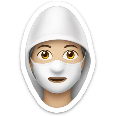 woman wearing a white cone mask sticker