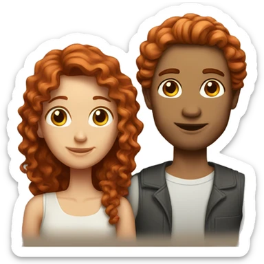 Red haired couple woman with long hair man with short curly hair sticker
