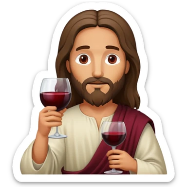 Jesus drinking an impossibly large glass of wine sticker