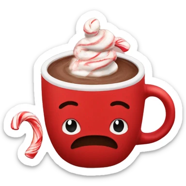 Peppermint hot chocolate in a red mug sticker