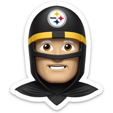 Terry Bradshaw Pittsburgh Steelers player in helmet and uniform with black cape. sticker