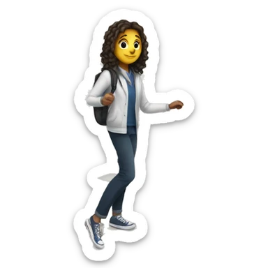 a white-skin student making a step downstairs sticker