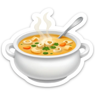 white bowl with soup sticker