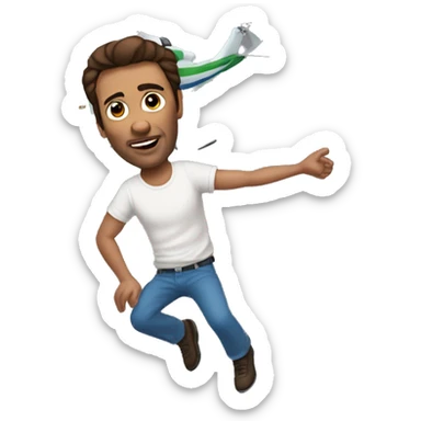 Short cuban man with brown hair flies rc helicopter upside down  sticker