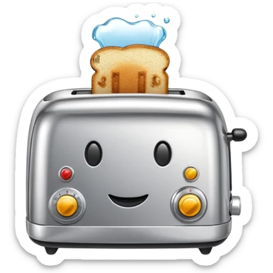 Happy toaster taking a bath sticker