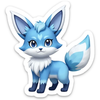 Glaceon-Purrloin-Meowstic-Fakémon-hybrid-creature (full body)  sticker