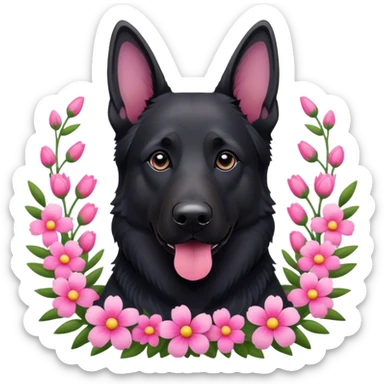 Black Shepherd viele Blumen pink  sticker