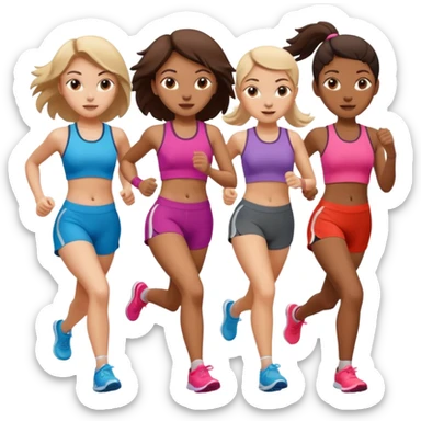 girls running together (have appropriate clothes) sticker