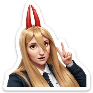 blonde girl with red horns sticker