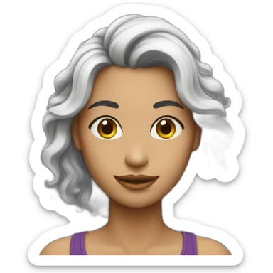 Mulher branca com cabelos pretos sorrindo sticker